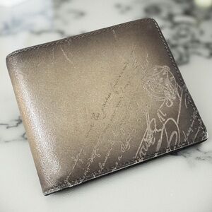 Berluti Calligraphy Scritto bi-fold wallet Venezia calf leather RARE AUTHENTIC